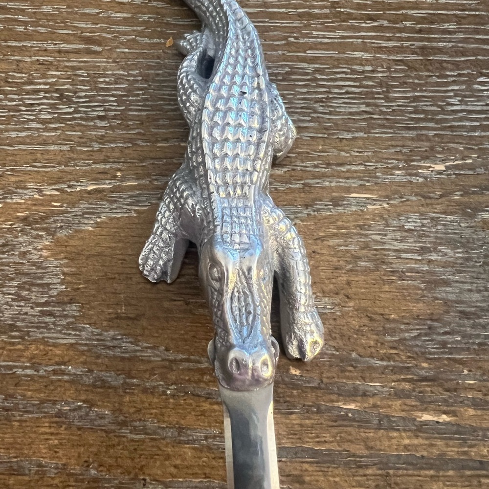 Purple and Silver Reptile Figurine with Textured Scales - Picture 2 of 4